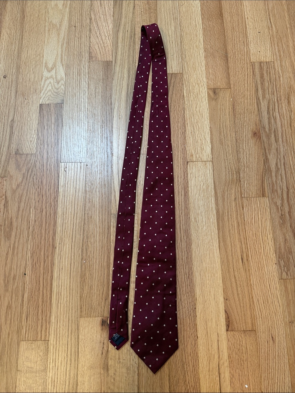 ✅ LANDS’ END Vintage Long Handsewn 100% Silk Polka Dot Neck Tie Necktie -Red
